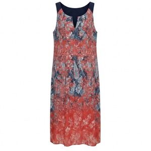 Dressbarn Plus Size Casual Summer Boho Vibrant Red Blue Paisley Midi Dress 20